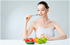 Nutrition — woman with healthy food